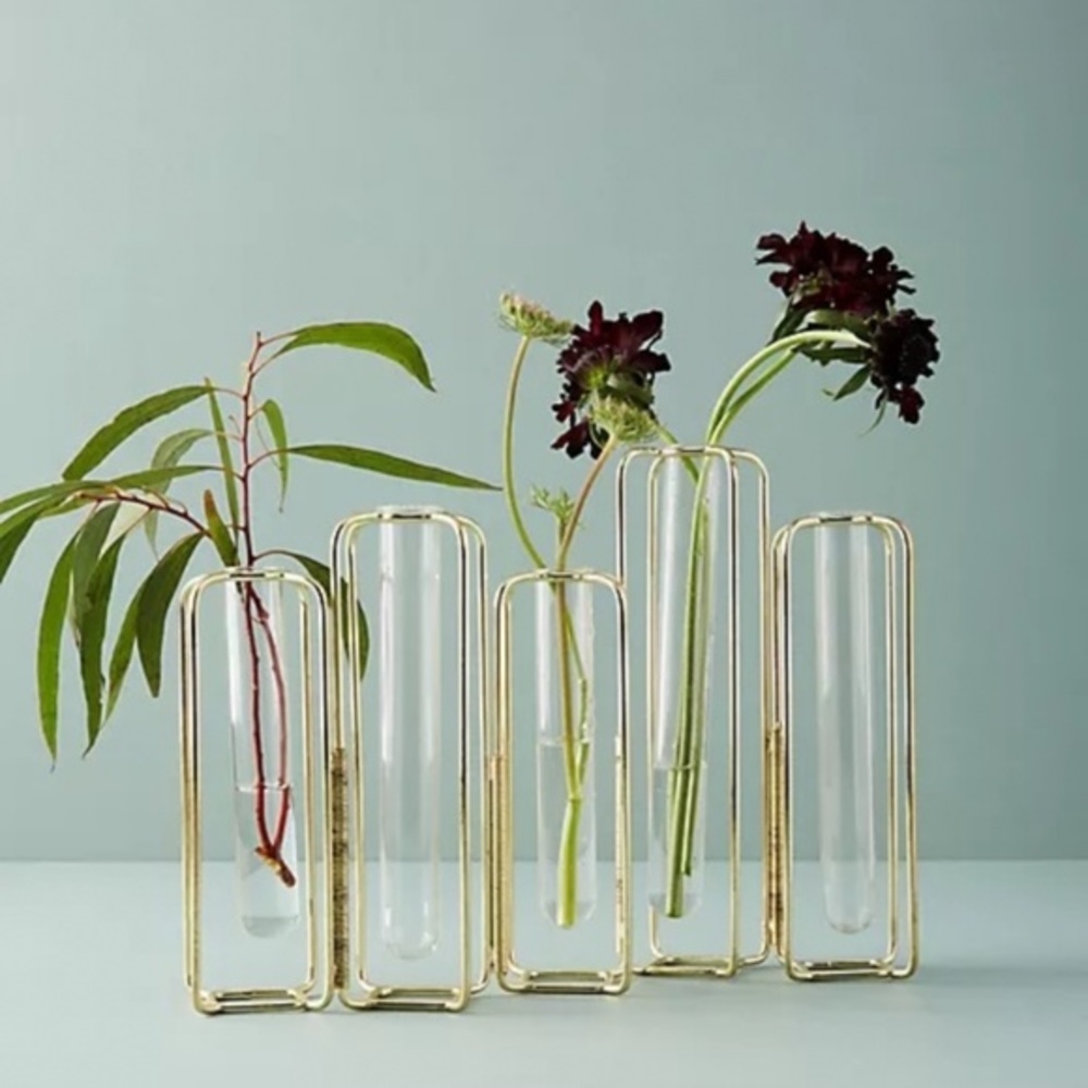 Anthropologie Staggered Gold Vase
